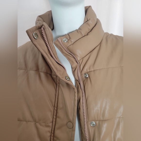 Forever 21 Tan Faux Leather Puffer Jacket - Picture 6 of 7